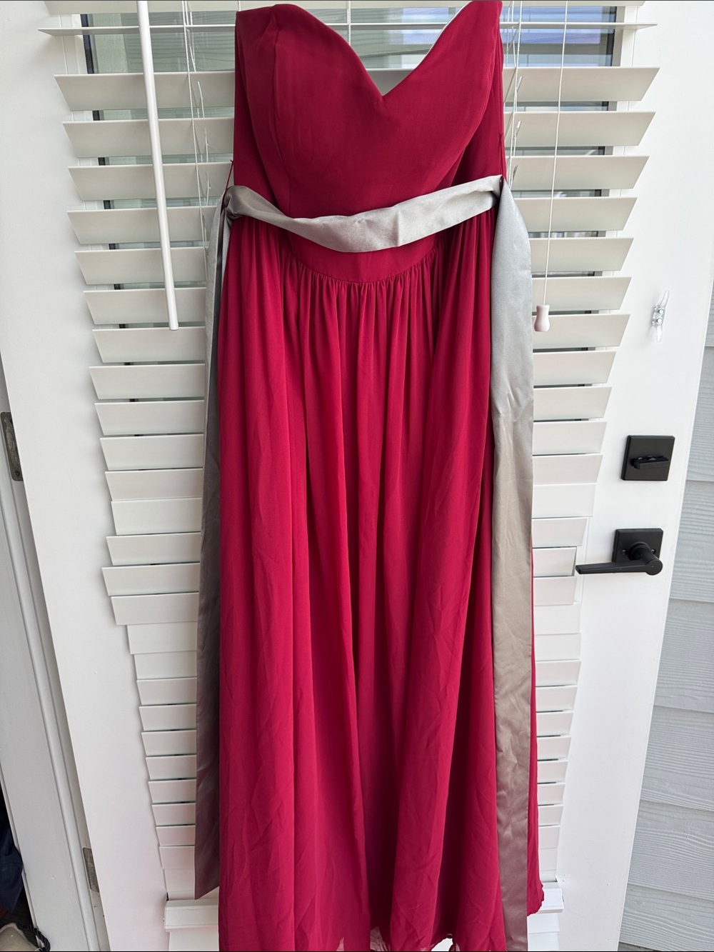 Azazie Raspberry Strapless Formal Gown
